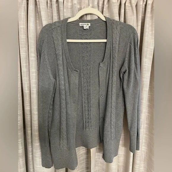 Vintage Lacoste Gray Cardigan Sweater - Picture 2 of 5